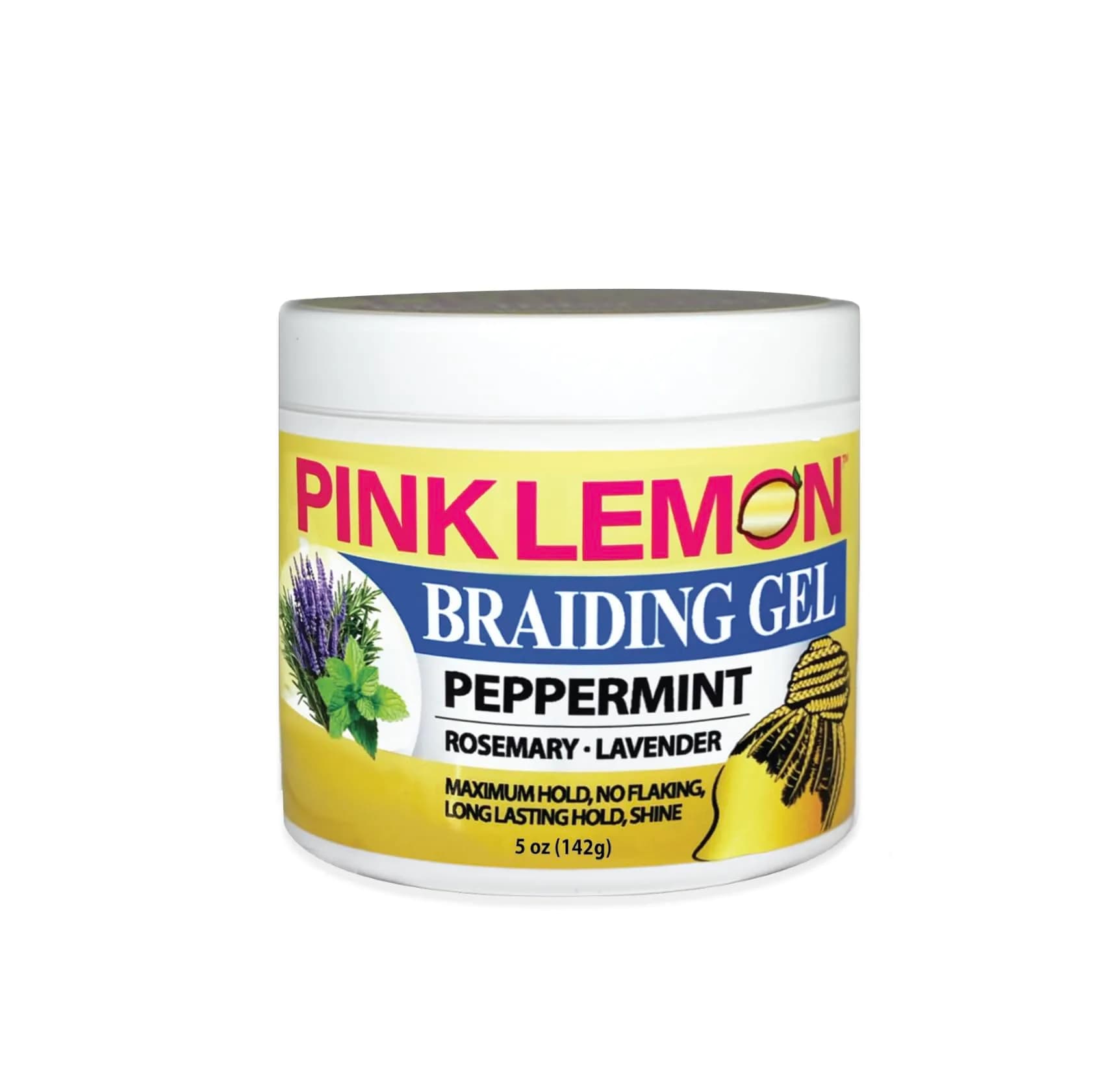 PINK LEMON Braiding Gel Peppermint 5 oz | Maximum Hold, No Flaking, High Shine