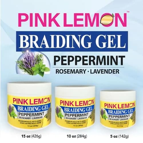 PINK LEMON Braiding Gel Peppermint 5 oz | Maximum Hold, No Flaking, High Shine thumbnail 3