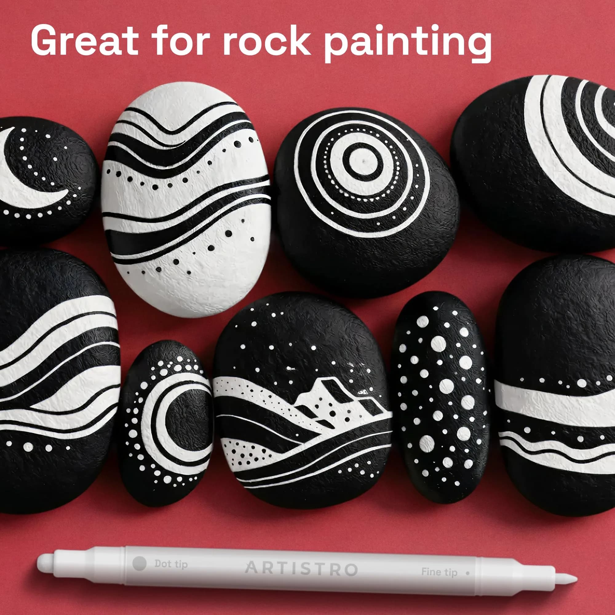 ARTISTRO 24 Metallic Acrylic Paint Markers - White, Dual-Tip (Dot & Fine) for Art & Crafts - view 7