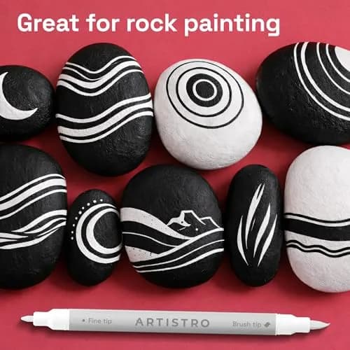 ARTISTRO White Dual-Tip Acrylic Paint Marker Pens (5 Count) | ASTM D-4236 Certified thumbnail 7