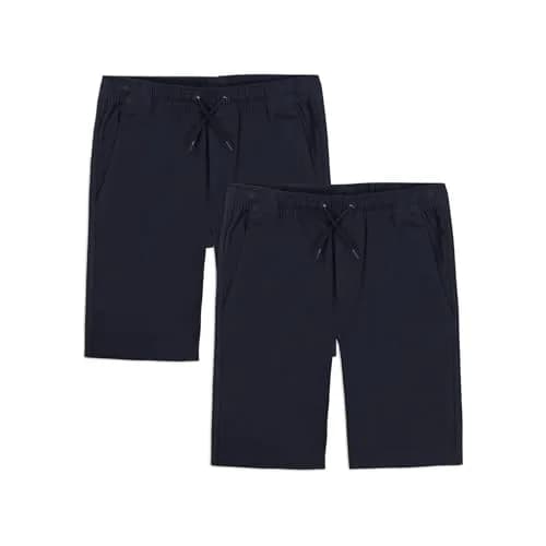 Approved School Wear Boys' School Uniform Pull On Shorts, Stretch Twill & Drawstring Waist, Multipack, Navy/2-Pack thumbnail 1