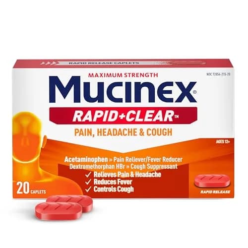 Mucinex Rapid+Clear Pain, Headache & Cough Caplets | Fast Relief for Cold & Flu Symptoms thumbnail 1
