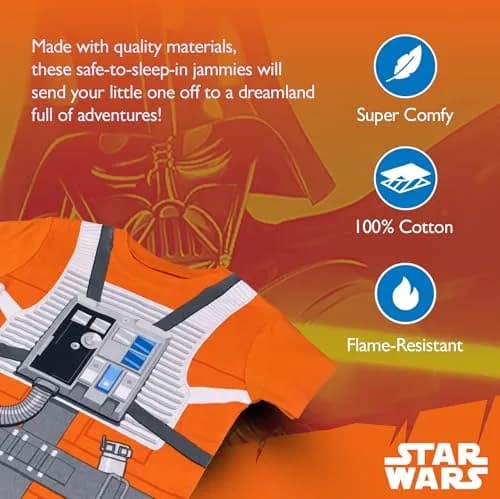 STAR WARS Boys' 2-Piece Snug-fit Cotton Pajama Set, Fighter Pilot Luke, Size 10 thumbnail 3