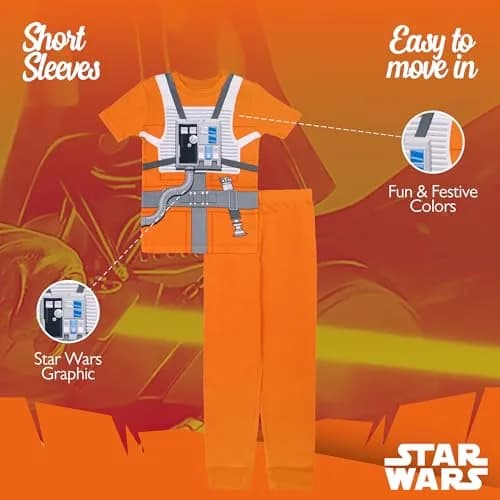 STAR WARS Boys' 2-Piece Snug-fit Cotton Pajama Set, Fighter Pilot Luke, Size 10 thumbnail 4