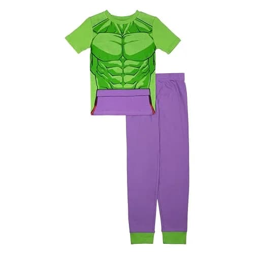 Marvel Boys' 2-Piece Snug-fit Cotton Pajama Set, Soft & Cute for Kids, HULK SMASH, 8 thumbnail 1