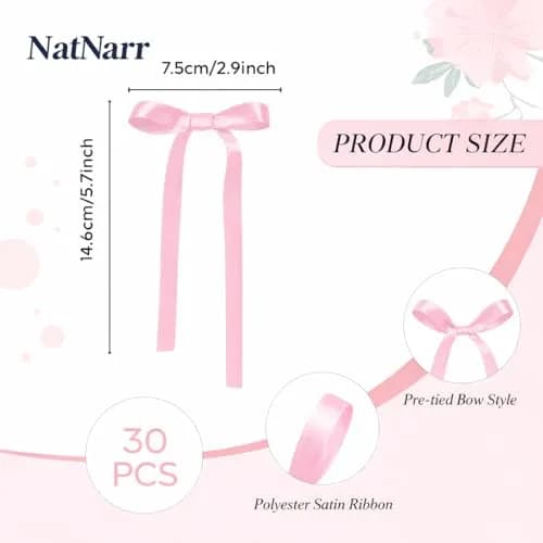 NatNarr Pink Ribbon Bow Cake Toppers (30 Pack, 2.9 x 5.7 inches) | Viral Coquette Style for Indian Parties thumbnail 5