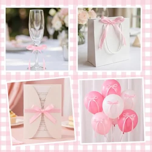 NatNarr Pink Ribbon Bow Cake Toppers (30 Pack, 2.9 x 5.7 inches) | Viral Coquette Style for Indian Parties thumbnail 7