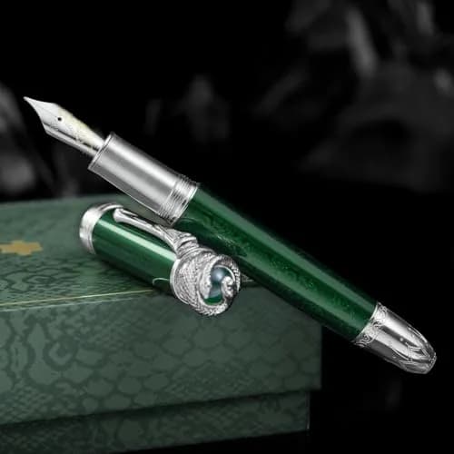 HONG DIAN N25 Fountain Pen Extra Fine Nib Snake Carving | Emerald Green thumbnail 7
