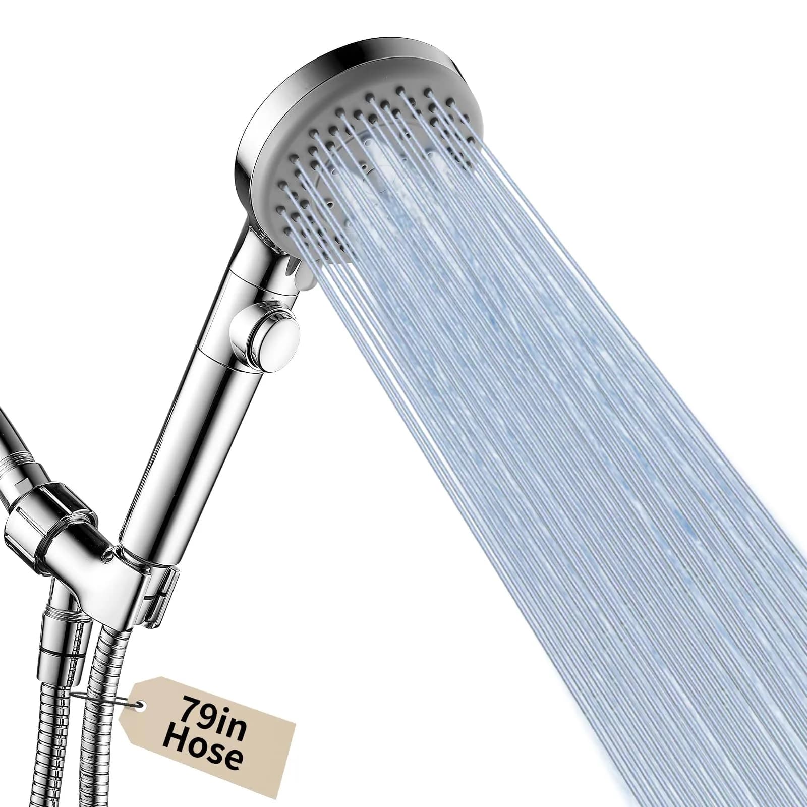 DOILIESE Handheld Shower Head with 79" Extra Long Hose 7 Modes, Chrome | High Pressure & Water Saving