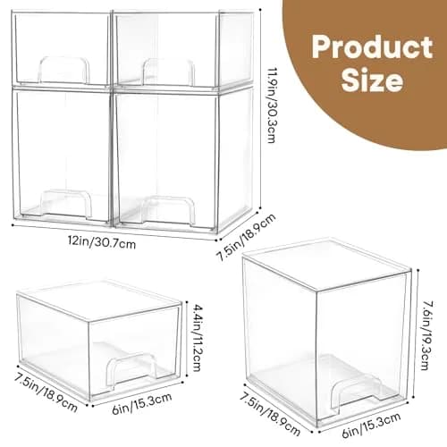MINMUNJIU Baby Bottle Organizer 4 Pack Clear Space-Saving Stackable Drawer for Nursery thumbnail 2