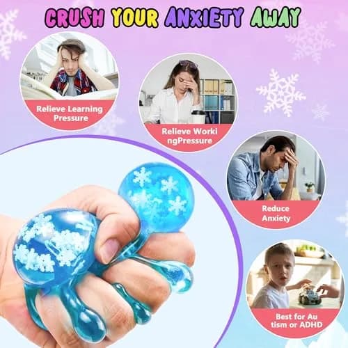 Meijoy Glow in The Dark Snowflakes Stress Cube 5.5cm (2.17 inches) | ASTM-Tested Sensory Toy for Kids & Adults thumbnail 4