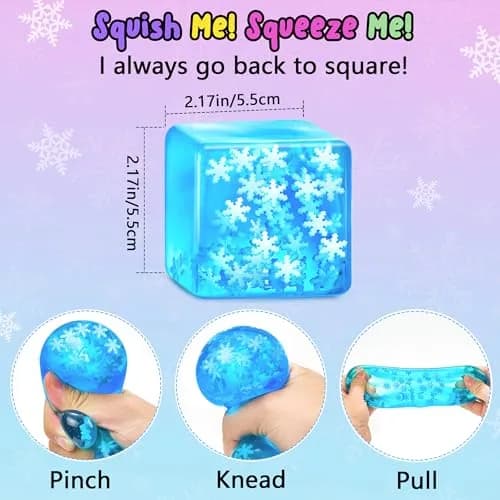 Meijoy Glow in The Dark Snowflakes Stress Cube 5.5cm (2.17 inches) | ASTM-Tested Sensory Toy for Kids & Adults thumbnail 5