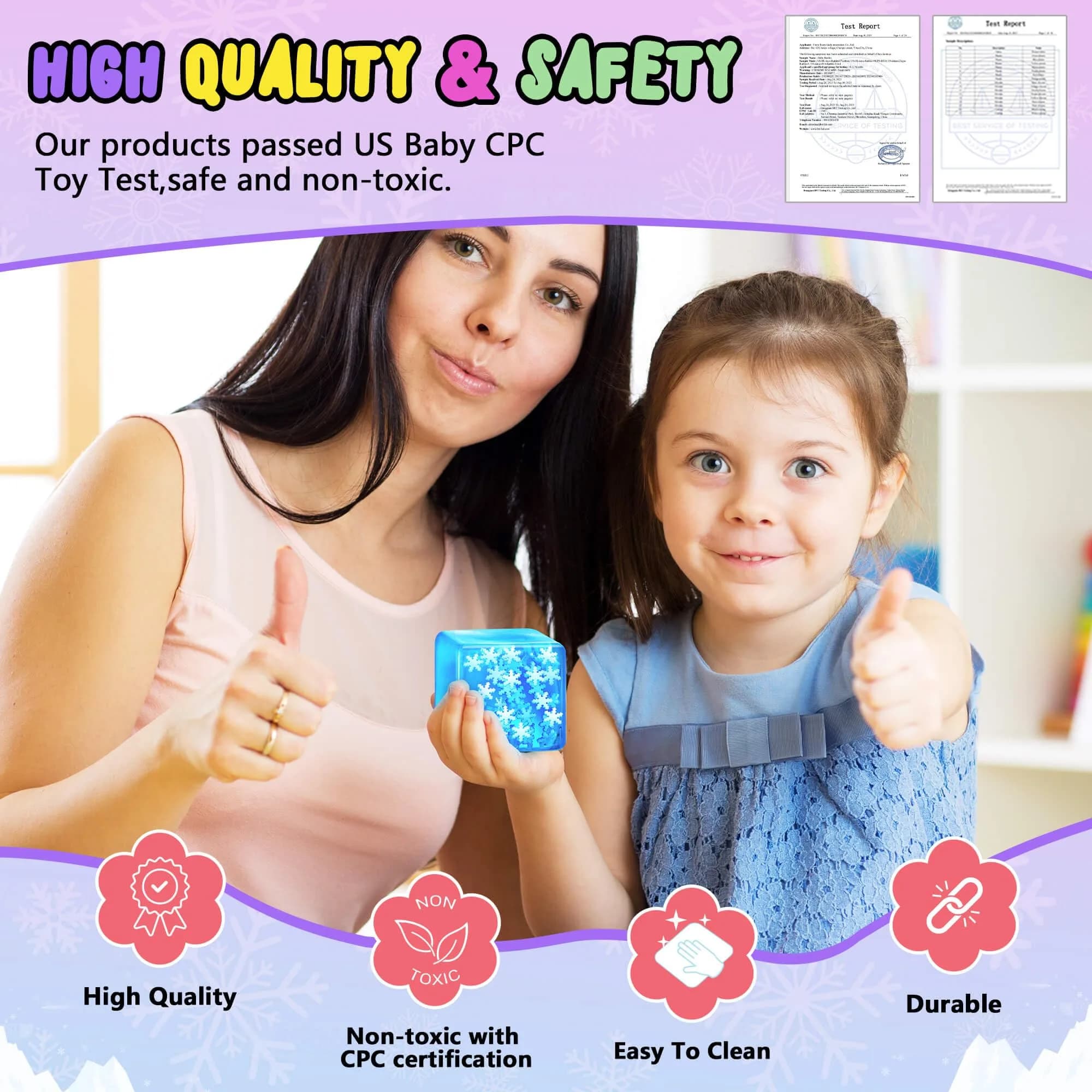 Meijoy Glow in The Dark Snowflakes Stress Cube 5.5cm (2.17 inches) | ASTM-Tested Sensory Toy for Kids & Adults - view 6