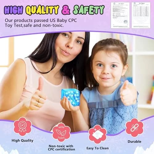 Meijoy Glow in The Dark Snowflakes Stress Cube 5.5cm (2.17 inches) | ASTM-Tested Sensory Toy for Kids & Adults thumbnail 6