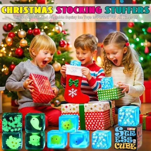 Meijoy Glow in The Dark Snowflakes Stress Cube 5.5cm (2.17 inches) | ASTM-Tested Sensory Toy for Kids & Adults thumbnail 2
