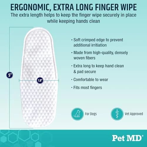 Pet MD Pet Dental Finger Wipes for Dogs - Fresh Apple & Mint Flavor - 50ct | Gentle, Effective Oral Hygiene Support thumbnail 6