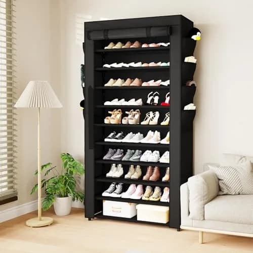 Mavivegue Shoe Rack with Cover 10+1 Tier Tall Shoe Storage for 50-55 Pairs | Space-Saving Entryway Organizer thumbnail 8