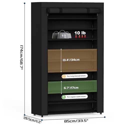 Mavivegue Shoe Rack with Cover 10+1 Tier Tall Shoe Storage for 50-55 Pairs | Space-Saving Entryway Organizer thumbnail 2