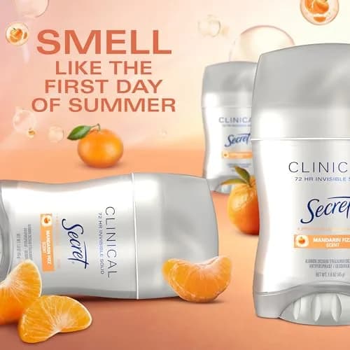 Secret Clinical Strength Invisible Solid Antiperspirant Deodorant for Women, Mandarin Fizz Scent, 40.8 g (1.6 oz) thumbnail 4