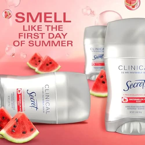 Secret Clinical Strength Antiperspirant Deodorant for Women, Watermelon Fizz Scent, 47ml (1.6 oz) | 72hr Stress & Odor Protection thumbnail 4