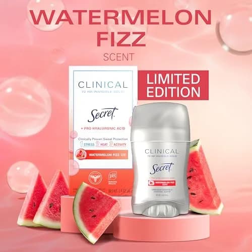 Secret Clinical Strength Antiperspirant Deodorant for Women, Watermelon Fizz Scent, 47ml (1.6 oz) | 72hr Stress & Odor Protection thumbnail 3