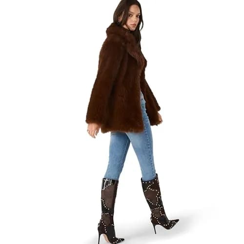 Steve Madden Kindra Coat Brown X-Small | Knit Fall Overcoat for Women thumbnail 2