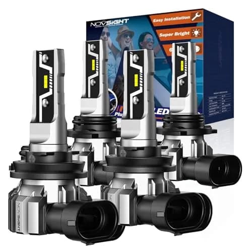 NOVSIGHT H11 9005 LED Fog Light Bulbs | 50,000 Lumens, 6500K White, Fanless, Plug & Play, Pack of 4 thumbnail 1