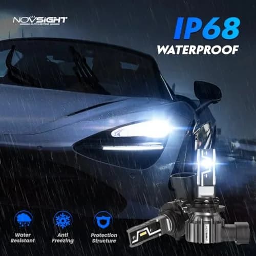 NOVSIGHT H11 9005 LED Fog Light Bulbs | 50,000 Lumens, 6500K White, Fanless, Plug & Play, Pack of 4 thumbnail 4