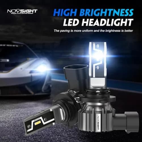 NOVSIGHT H11 9005 LED Fog Light Bulbs | 50,000 Lumens, 6500K White, Fanless, Plug & Play, Pack of 4 thumbnail 2