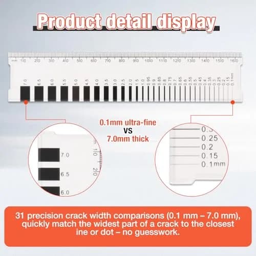 MOETER Crack Width Gauge 16.5cm (6.5in) 3-Pack | Professional Concrete Crack Monitoring Ruler with 1mm Precision thumbnail 2