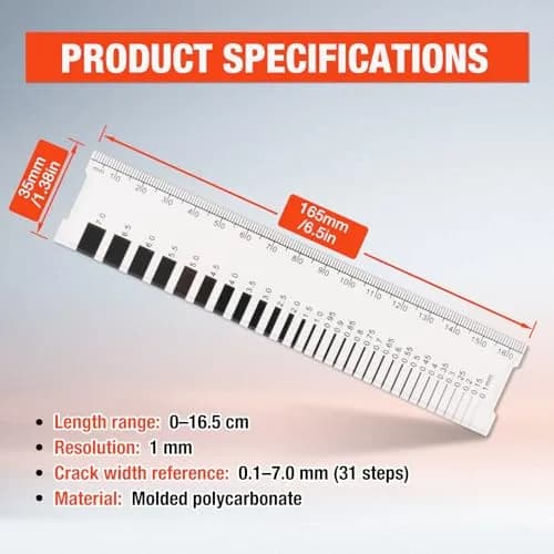 MOETER Crack Width Gauge 16.5cm (6.5in) 3-Pack | Professional Concrete Crack Monitoring Ruler with 1mm Precision thumbnail 3