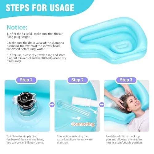 Cehim Inflatable Shampoo Basin for Elderly Bedside Hair Washing | Portable, Leak-Proof, Quick Inflation thumbnail 4