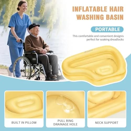 Cehim Inflatable Portable Shampoo Bowl with Drain Hose | Bedside Hair Wash Solution for Elderly & Disabled thumbnail 4