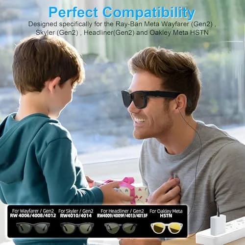 RCstyle Charging Cable for Ray-Ban Meta Gen 2/1 & Oakley Meta HSTN Smart Glasses, 1.2m (3.9ft) | Safe & Portable Charging thumbnail 2