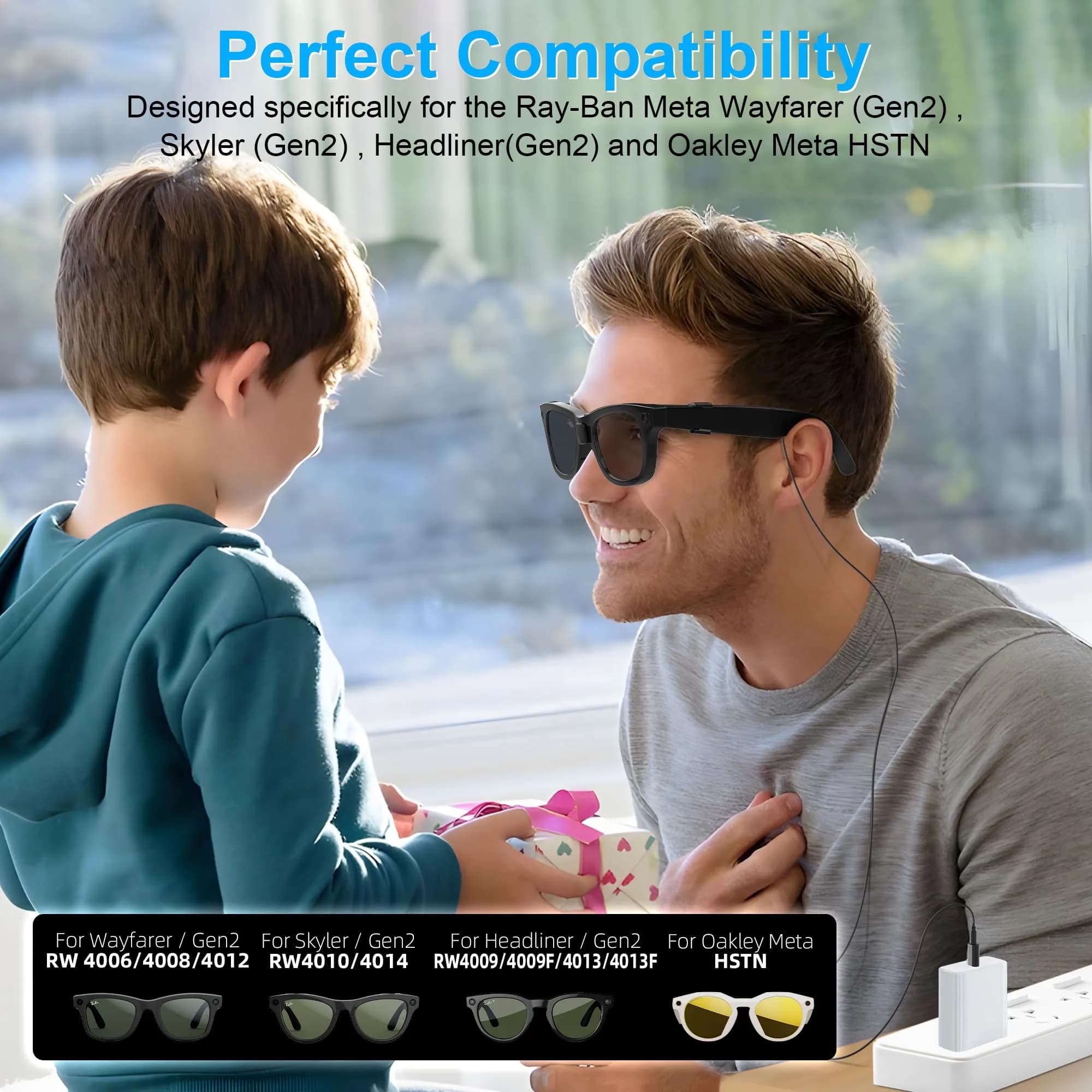RCstyle Charging Cable for Ray-Ban Meta Gen 2/1 & Oakley Meta HSTN Smart Glasses, 1.2m (3.9ft) | Safe & Portable Charging - view 2