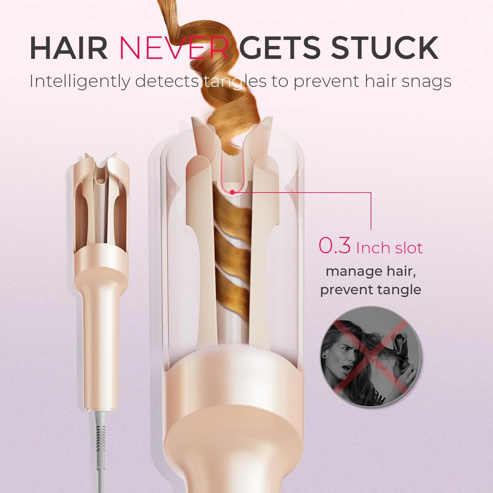 TYMO CURLPRO Automatic Rotating Curling Iron 25mm (1 inch) | Beach Waves Hair Curler with Ionic Technology - view 6
