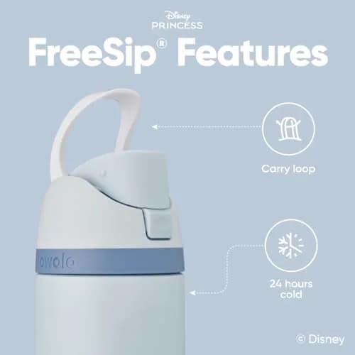 Owala Princess FreeSip Stainless Steel Water Bottle 24 oz Cinderella | Disney Princess Hydration thumbnail 3