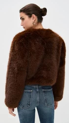 [BLANKNYC] Women's Gala Affair Faux Fur Jacket, Brown, S | Faux Fur Coat for Women, Fall Style thumbnail 4