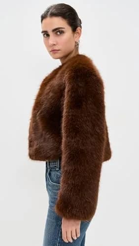 [BLANKNYC] Women's Gala Affair Faux Fur Jacket, Brown, S | Faux Fur Coat for Women, Fall Style thumbnail 5