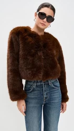 [BLANKNYC] Women's Gala Affair Faux Fur Jacket, Brown, S | Faux Fur Coat for Women, Fall Style thumbnail 2