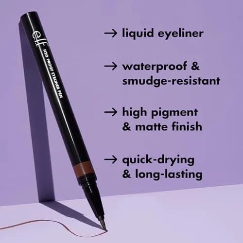 e.l.f. H2O Proof Eyeliner Pen Deep Brown | Waterproof & Long-Lasting Felt Tip thumbnail 2