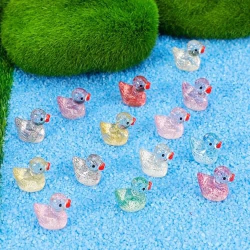GWAHSA Glitter Mini Resin Ducks 240 Pcs (0.6 inch / 1.5 cm) | Tiny Small Plastic Ducks Figures for Dollhouse Decor thumbnail 6
