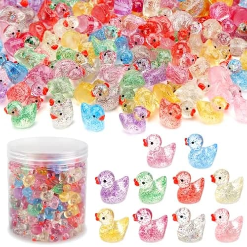 GWAHSA Glitter Mini Resin Ducks 240 Pcs (0.6 inch / 1.5 cm) | Tiny Small Plastic Ducks Figures for Dollhouse Decor thumbnail 1