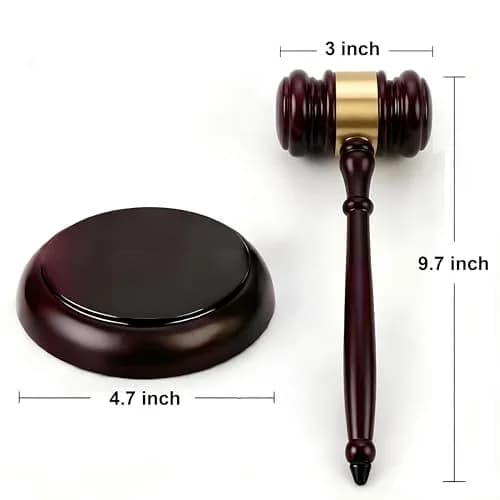 Apexstone Wooden Gavel with Sound Block Set, Dark Red, 299g (0.66 lb) | Authentic USA Import for Mock Trials & Auctions thumbnail 3