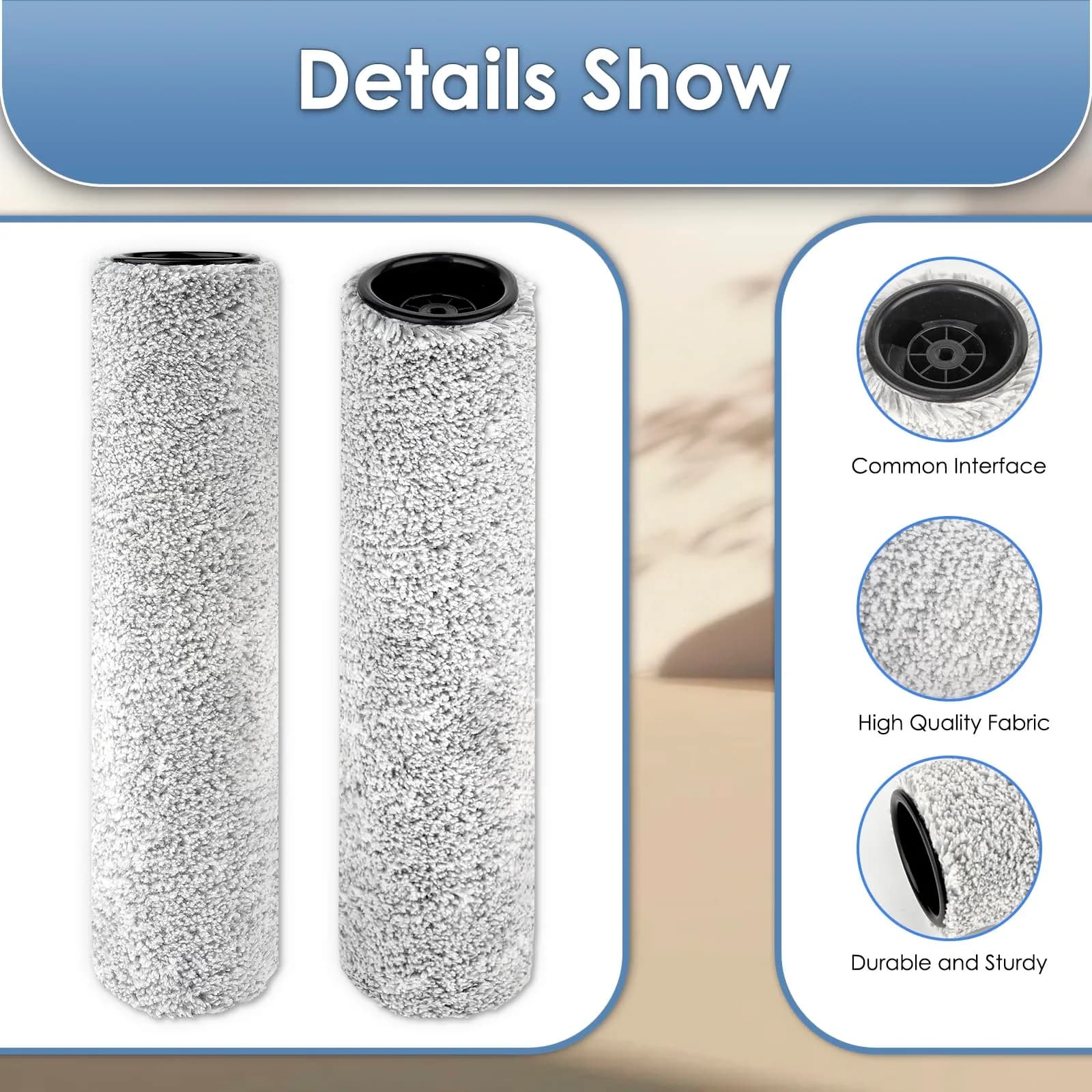 MIBUMIKI Version 2 Detachable Brush Rollers (2 Pack) for Tineco Floor One S7 Pro, S6, Stretch S6 - 6cm (2.3in) x 4cm (1.3in) x 3cm (1in) - view 5