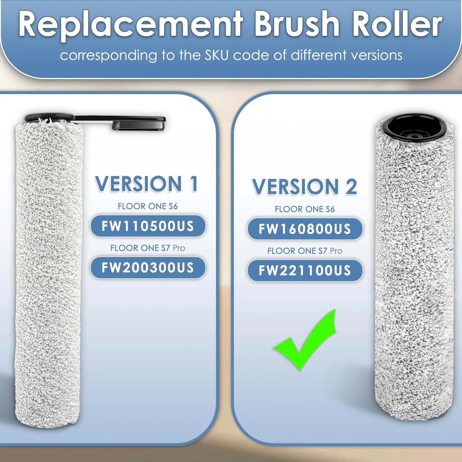 MIBUMIKI Replacement Brush Rollers for Tineco Floor One S7 Pro (2 Pack, Excludes Handle) - view 3