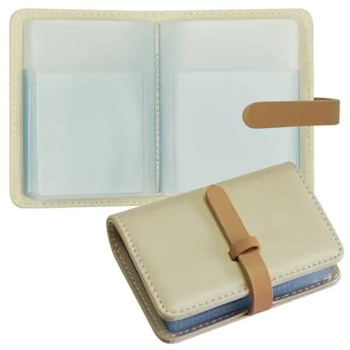 FORYEE 40-Slot PU Leather Credit Card Holder Wallet | Slim Business Card Case Organizer (Beige White) - main product image
