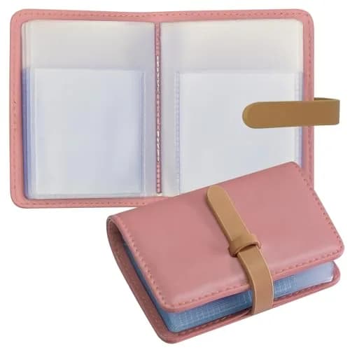FORYEE PU Leather Credit Card Holder with 40 Slots | Minimalist Pink Card Case Organizer — Pink