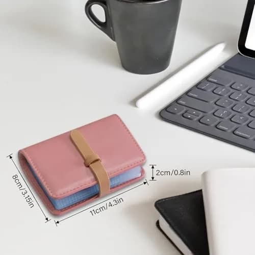 FORYEE PU Leather Credit Card Holder with 40 Slots | Minimalist Pink Card Case Organizer thumbnail 5