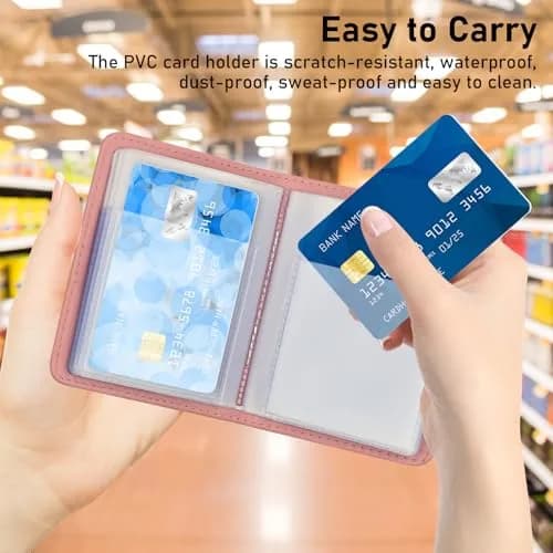FORYEE PU Leather Credit Card Holder with 40 Slots | Minimalist Pink Card Case Organizer thumbnail 7
